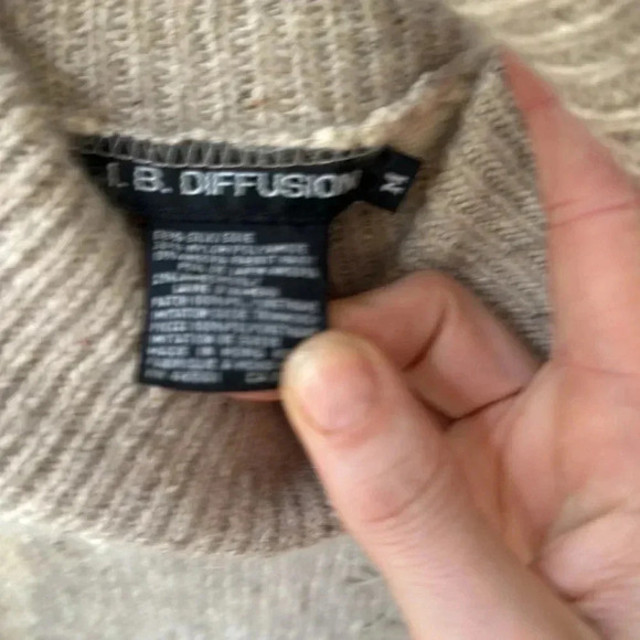 IB Diffusion WESTERN women’s knit sweater with fringe & lacing cream tan Sz M - Picture 5 of 8